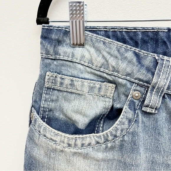 Vintage Machine Distressed Flag Patchwork Straight Leg Jeans Men’s 32 X 34 - Picture 6 of 16